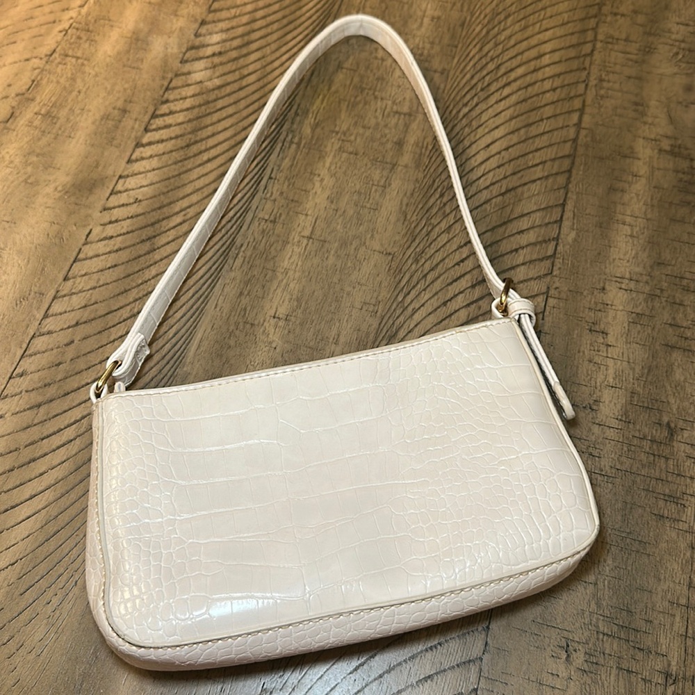 Cream croc detail shoulder bag adjustable strap